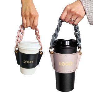 ahihi Fancy Leather with Chain Handle Bag Cup Holder